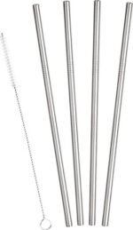 Καλαμάκια από ανοξείδωτο ατσάλι σετ 4 τμχ ασημί