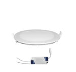 LED ΦΩΤΙΣΤΙΚΟ ΨΕΥΔΟΡΟΦΗΣ ΑΛΟΥΜΙΝΙΟΥ ΣΤΡΟΓΓΥΛΟ 24W 6300K 120° ΛΕΥΚΟ - 21-025110