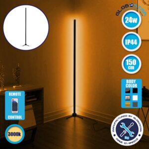 Μοντέρνο Minimal Επιδαπέδιο Μαύρο Φωτιστικό 150cm LED 24 Watt με Ασύρματο Χειριστήριο RF & Dimmer Θερμό Λευκό 3000k GloboStar ALIEN Design GLOBO-150-3
