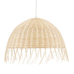 GloboStar® JAKARTA 00712 Vintage Κρεμαστό Φωτιστικό Οροφής Μονόφωτο Μπέζ Ξύλινο Ψάθινο Bamboo Καμπάνα Φ50 x Y36cm - Image 4
