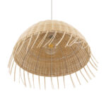 GloboStar® JAKARTA 00712 Vintage Κρεμαστό Φωτιστικό Οροφής Μονόφωτο Μπέζ Ξύλινο Ψάθινο Bamboo Καμπάνα Φ50 x Y36cm - Image 5