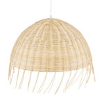 GloboStar® JAKARTA 00712 Vintage Κρεμαστό Φωτιστικό Οροφής Μονόφωτο Μπέζ Ξύλινο Ψάθινο Bamboo Καμπάνα Φ50 x Y36cm - Image 6