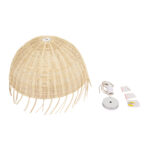 GloboStar® JAKARTA 00712 Vintage Κρεμαστό Φωτιστικό Οροφής Μονόφωτο Μπέζ Ξύλινο Ψάθινο Bamboo Καμπάνα Φ50 x Y36cm - Image 8