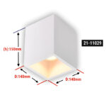 ΣΠΟΤ ΓΥΨΙΝΟ ΟΡΟΦΗΣ ΤΕΤΡΑΓΩΝΟ ΝΤΟΥΙ GU10*1-Max.35W D:140 - 21-11029 - Image 2