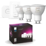 KIT 3 λαμπτήρων GU10 Philips Hue 4,3W WHITE AND COLOR AMBIANCE KIT 2000-6500K + συσκευή διασύνδεσης + διακόπτης Dimmer