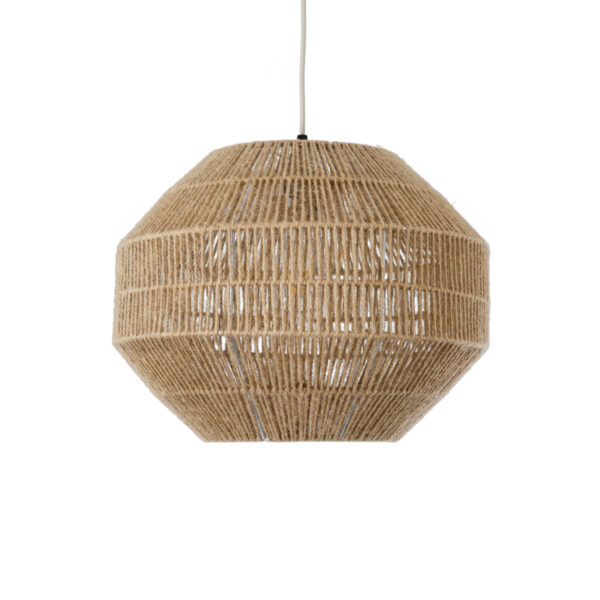 GloboStar® CAYMAN 00522 Boho Κρεμαστό Φωτιστικό Πλέγμα Μονόφωτο 1 x E27 IP20 Μπεζ Σχοινί - Μ40 x Π40 x Υ30cm - Image 4