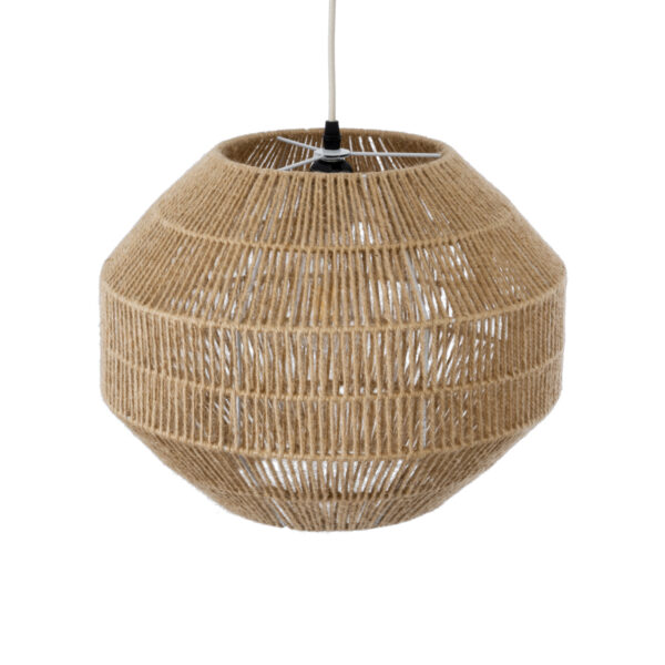 GloboStar® CAYMAN 00522 Boho Κρεμαστό Φωτιστικό Πλέγμα Μονόφωτο 1 x E27 IP20 Μπεζ Σχοινί - Μ40 x Π40 x Υ30cm - Image 6