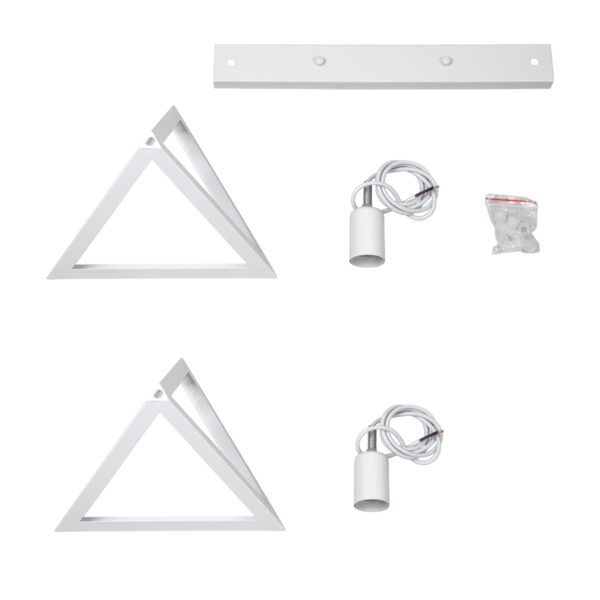 GloboStar® TRIANGLE 00612 Μοντέρνο Κρεμαστό Φωτιστικό Ράγα Δίφωτο 2 x E27 IP20 Λευκό Μέταλλο - Μ60 x Π22 x Y130cm - Image 10