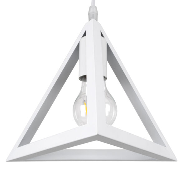 GloboStar® TRIANGLE 00612 Μοντέρνο Κρεμαστό Φωτιστικό Ράγα Δίφωτο 2 x E27 IP20 Λευκό Μέταλλο - Μ60 x Π22 x Y130cm - Image 6