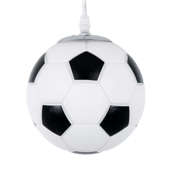 GloboStar® FOOTBALL 00643 Παιδικό Κρεμαστό Φωτιστικό Μπάλα Μονόφωτο 1 x E27 IP20 Λευκό & Μαύρο Γυαλί - Μ15 x Π15 x Y18cm - Image 4