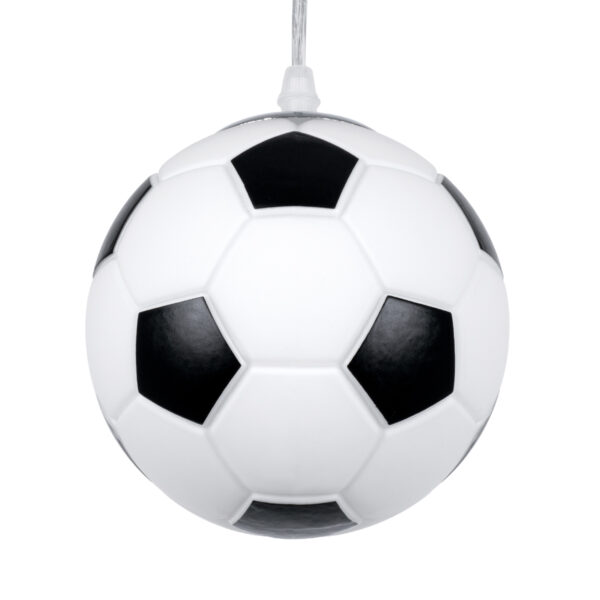 GloboStar® FOOTBALL 00643 Παιδικό Κρεμαστό Φωτιστικό Μπάλα Μονόφωτο 1 x E27 IP20 Λευκό & Μαύρο Γυαλί - Μ15 x Π15 x Y18cm - Image 5