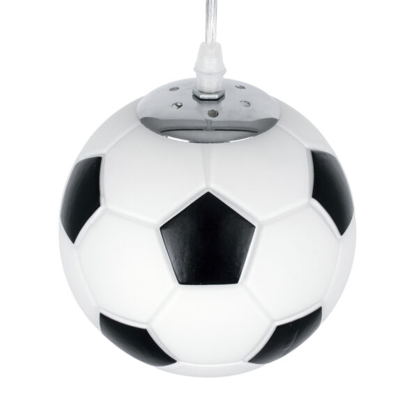 GloboStar® FOOTBALL 00643 Παιδικό Κρεμαστό Φωτιστικό Μπάλα Μονόφωτο 1 x E27 IP20 Λευκό & Μαύρο Γυαλί - Μ15 x Π15 x Y18cm - Image 6