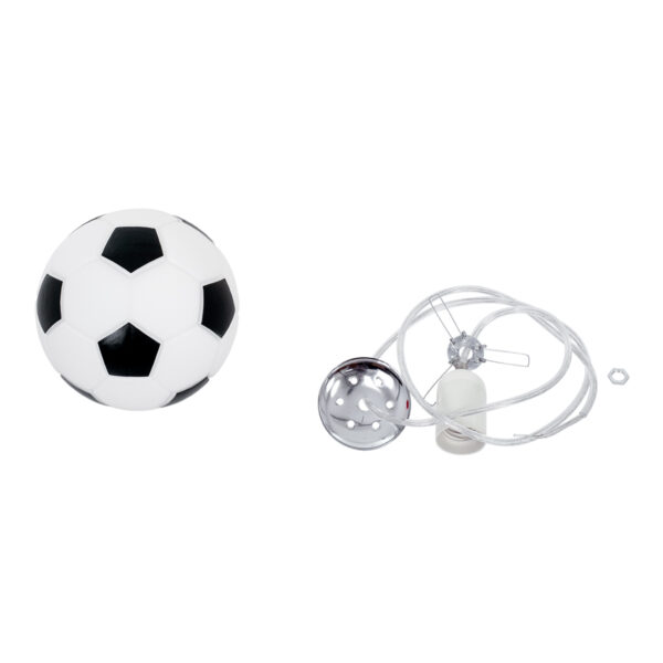 GloboStar® FOOTBALL 00643 Παιδικό Κρεμαστό Φωτιστικό Μπάλα Μονόφωτο 1 x E27 IP20 Λευκό & Μαύρο Γυαλί - Μ15 x Π15 x Y18cm - Image 7