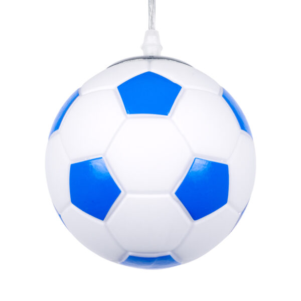 GloboStar® FOOTBALL 00644 Παιδικό Κρεμαστό Φωτιστικό Μπάλα Μονόφωτο 1 x E27 IP20 Λευκό & Μπλε Γυαλί - Μ15 x Π15 x Y18cm - Image 5