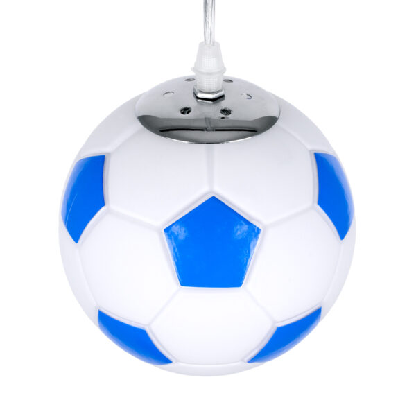 GloboStar® FOOTBALL 00644 Παιδικό Κρεμαστό Φωτιστικό Μπάλα Μονόφωτο 1 x E27 IP20 Λευκό & Μπλε Γυαλί - Μ15 x Π15 x Y18cm - Image 6