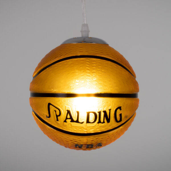 GloboStar® SPALDING NBA 00645 Παιδικό Κρεμαστό Φωτιστικό Μπάλα Μονόφωτο 1 x E27 IP20 Πορτοκαλί & Μαύρο Γυαλί - Μ18 x Π18 x Υ18cm - Image 2