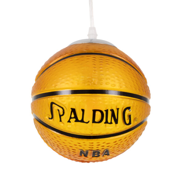 GloboStar® SPALDING NBA 00645 Παιδικό Κρεμαστό Φωτιστικό Μπάλα Μονόφωτο 1 x E27 IP20 Πορτοκαλί & Μαύρο Γυαλί - Μ18 x Π18 x Υ18cm - Image 4