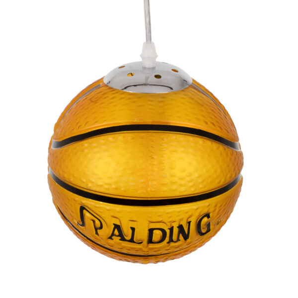 GloboStar® SPALDING NBA 00645 Παιδικό Κρεμαστό Φωτιστικό Μπάλα Μονόφωτο 1 x E27 IP20 Πορτοκαλί & Μαύρο Γυαλί - Μ18 x Π18 x Υ18cm - Image 6