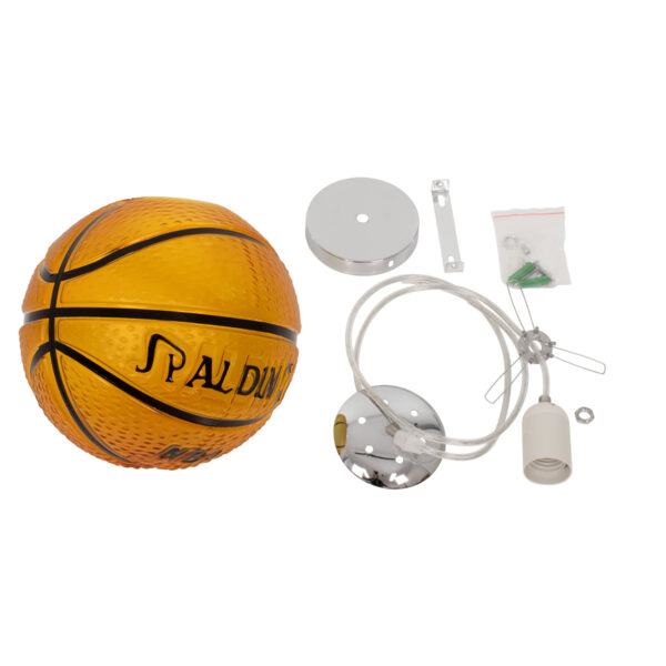 GloboStar® SPALDING NBA 00645 Παιδικό Κρεμαστό Φωτιστικό Μπάλα Μονόφωτο 1 x E27 IP20 Πορτοκαλί & Μαύρο Γυαλί - Μ18 x Π18 x Υ18cm - Image 8