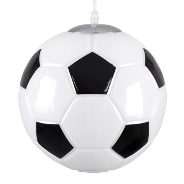 GloboStar® FOOTBALL 00647 Παιδικό Κρεμαστό Φωτιστικό Μπάλα Μονόφωτο 1 x E27 IP20 Λευκό & Μαύρο Γυαλί - Μ25 x Π25 x Υ25cm - Image 4