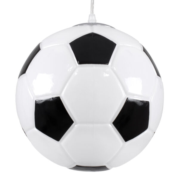 GloboStar® FOOTBALL 00647 Παιδικό Κρεμαστό Φωτιστικό Μπάλα Μονόφωτο 1 x E27 IP20 Λευκό & Μαύρο Γυαλί - Μ25 x Π25 x Υ25cm - Image 5