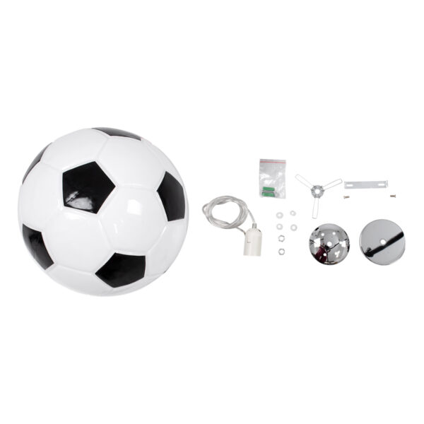 GloboStar® FOOTBALL 00647 Παιδικό Κρεμαστό Φωτιστικό Μπάλα Μονόφωτο 1 x E27 IP20 Λευκό & Μαύρο Γυαλί - Μ25 x Π25 x Υ25cm - Image 8