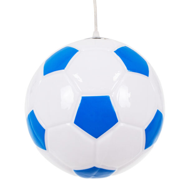 GloboStar® FOOTBALL 00648 Παιδικό Κρεμαστό Φωτιστικό Μπάλα Μονόφωτο 1 x E27 IP20 Μπλε & Λευκό Γυαλί - Μ25 x Π25 x Υ25cm - Image 5