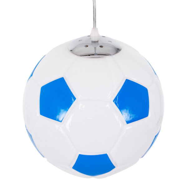 GloboStar® FOOTBALL 00648 Παιδικό Κρεμαστό Φωτιστικό Μπάλα Μονόφωτο 1 x E27 IP20 Μπλε & Λευκό Γυαλί - Μ25 x Π25 x Υ25cm - Image 6