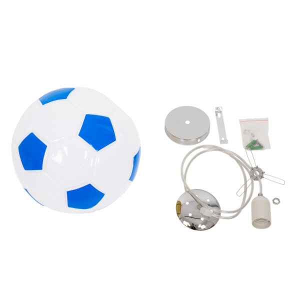 GloboStar® FOOTBALL 00648 Παιδικό Κρεμαστό Φωτιστικό Μπάλα Μονόφωτο 1 x E27 IP20 Μπλε & Λευκό Γυαλί - Μ25 x Π25 x Υ25cm - Image 8