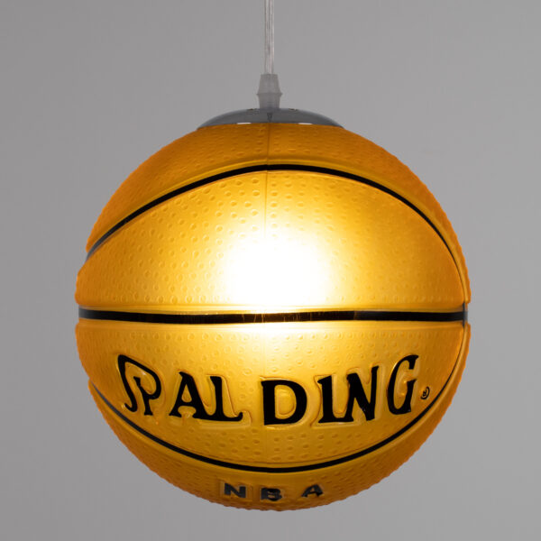 GloboStar® SPALDING NBA 00649 Παιδικό Κρεμαστό Φωτιστικό Μπάλα Μονόφωτο 1 x E27 IP20 Πορτοκαλί & Μαύρο Γυαλί - Μ25 x Π25 x Υ25cm - Image 2