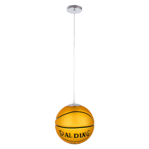 GloboStar® SPALDING NBA 00649 Παιδικό Κρεμαστό Φωτιστικό Μπάλα Μονόφωτο 1 x E27 IP20 Πορτοκαλί & Μαύρο Γυαλί - Μ25 x Π25 x Υ25cm - Image 3