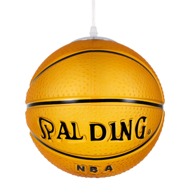 GloboStar® SPALDING NBA 00649 Παιδικό Κρεμαστό Φωτιστικό Μπάλα Μονόφωτο 1 x E27 IP20 Πορτοκαλί & Μαύρο Γυαλί - Μ25 x Π25 x Υ25cm - Image 4