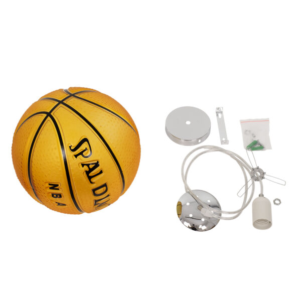 GloboStar® SPALDING NBA 00649 Παιδικό Κρεμαστό Φωτιστικό Μπάλα Μονόφωτο 1 x E27 IP20 Πορτοκαλί & Μαύρο Γυαλί - Μ25 x Π25 x Υ25cm - Image 8