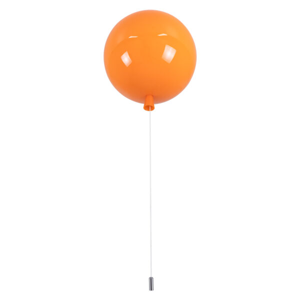 GloboStar® BALLOON 00650 Παιδικό Φωτιστικό Οροφής Μπάλα Μονόφωτο 1 x E27 IP20 Πορτοκαλί Πλαστικό με Ασημί Μέταλλο - Μ30 x Π30 x Υ33cm - Image 3