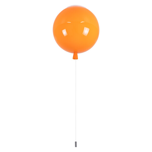 GloboStar® BALLOON 00650 Παιδικό Φωτιστικό Οροφής Μπάλα Μονόφωτο 1 x E27 IP20 Πορτοκαλί Πλαστικό με Ασημί Μέταλλο - Μ30 x Π30 x Υ33cm - Image 4