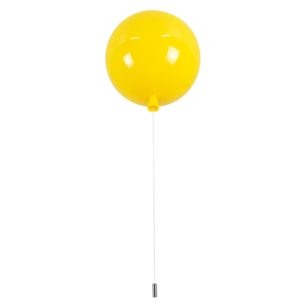 GloboStar® BALLOON 00651 Παιδικό Φωτιστικό Οροφής Μπάλα Μονόφωτο 1 x E27 IP20 Κίτρινο Πλαστικό με Ασημί Μέταλλο - Μ30 x Π30 x Υ33cm - Image 3