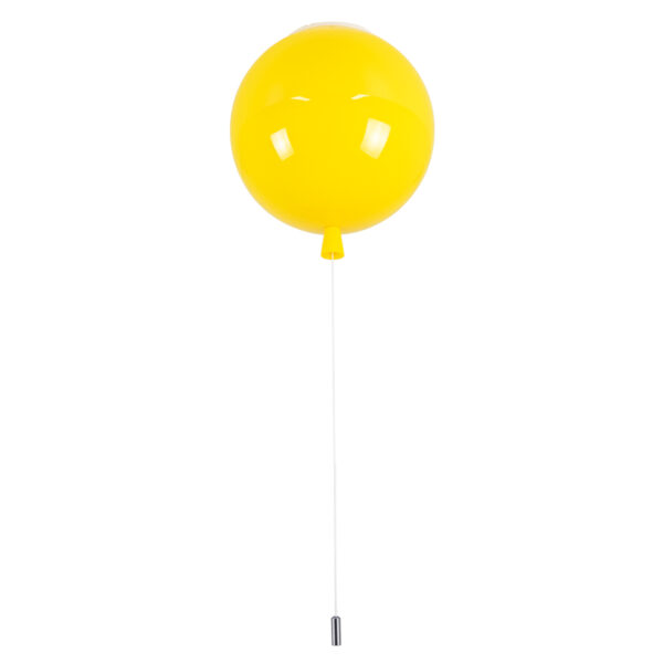 GloboStar® BALLOON 00651 Παιδικό Φωτιστικό Οροφής Μπάλα Μονόφωτο 1 x E27 IP20 Κίτρινο Πλαστικό με Ασημί Μέταλλο - Μ30 x Π30 x Υ33cm - Image 4