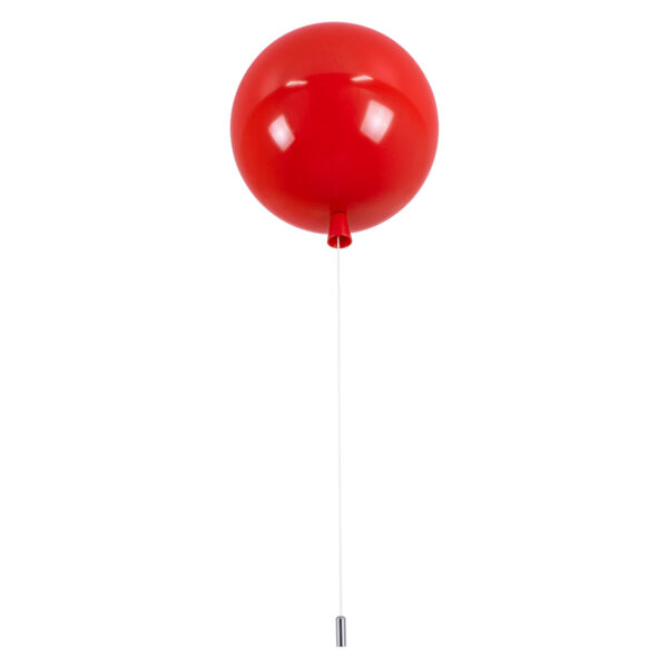 GloboStar® BALLOON 00652 Παιδικό Φωτιστικό Οροφής Μπάλα Μονόφωτο 1 x E27 IP20 Κόκκινο Πλαστικό με Ασημί Μέταλλο - Μ30 x Π30 x Υ33cm - Image 3