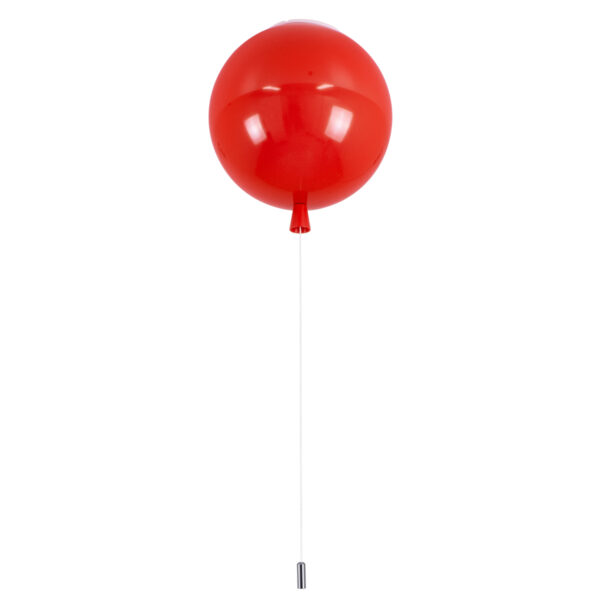 GloboStar® BALLOON 00652 Παιδικό Φωτιστικό Οροφής Μπάλα Μονόφωτο 1 x E27 IP20 Κόκκινο Πλαστικό με Ασημί Μέταλλο - Μ30 x Π30 x Υ33cm - Image 4