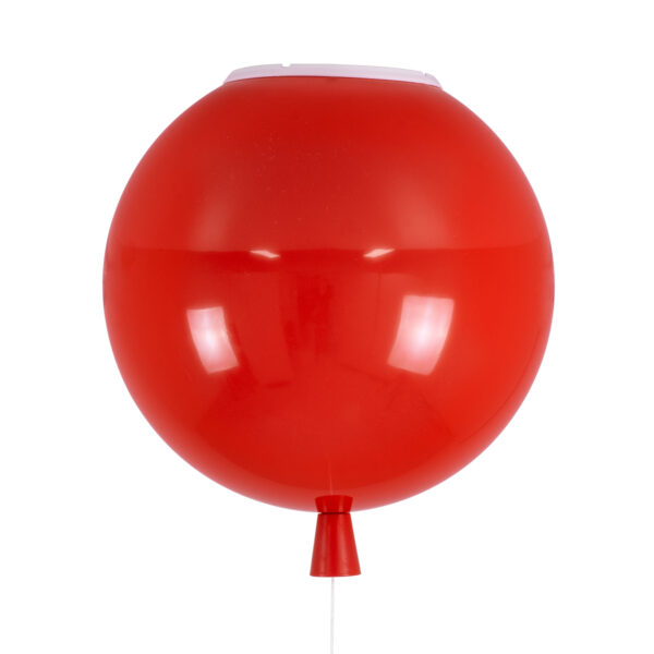 GloboStar® BALLOON 00652 Παιδικό Φωτιστικό Οροφής Μπάλα Μονόφωτο 1 x E27 IP20 Κόκκινο Πλαστικό με Ασημί Μέταλλο - Μ30 x Π30 x Υ33cm - Image 6