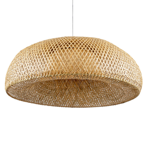 GloboStar® SAN TROPEZ 00673 Boho Κρεμαστό Φωτιστικό Πλέγμα Μονόφωτο 1 x E27 IP20 Μπεζ Ξύλο - Μ100 x Π100 x Y35cm - Image 5