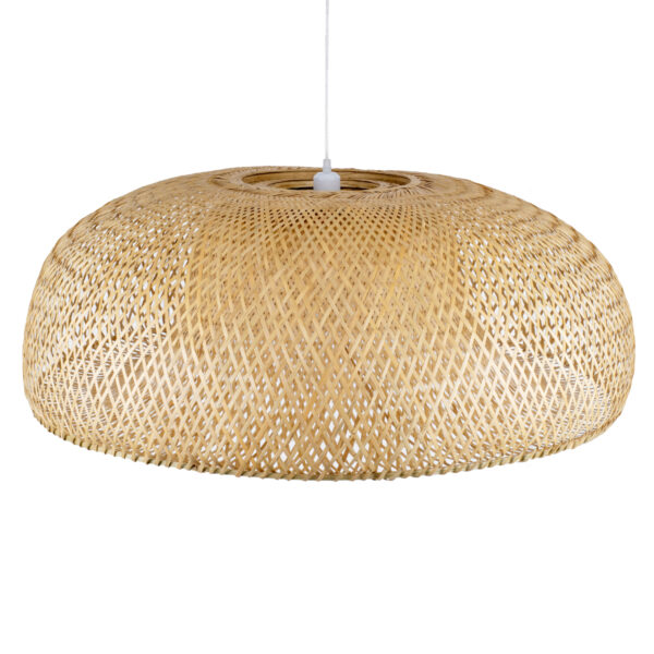 GloboStar® SAN TROPEZ 00673 Boho Κρεμαστό Φωτιστικό Πλέγμα Μονόφωτο 1 x E27 IP20 Μπεζ Ξύλο - Μ100 x Π100 x Y35cm - Image 6