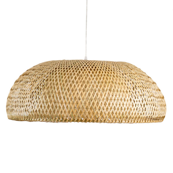 GloboStar® SAN TROPEZ 00674 Boho Κρεμαστό Φωτιστικό Ανάρτηση Μονόφωτο 1 x E27 IP20 Μπεζ Ξύλο - Μ80 x Π80 x Y28cm - Image 4