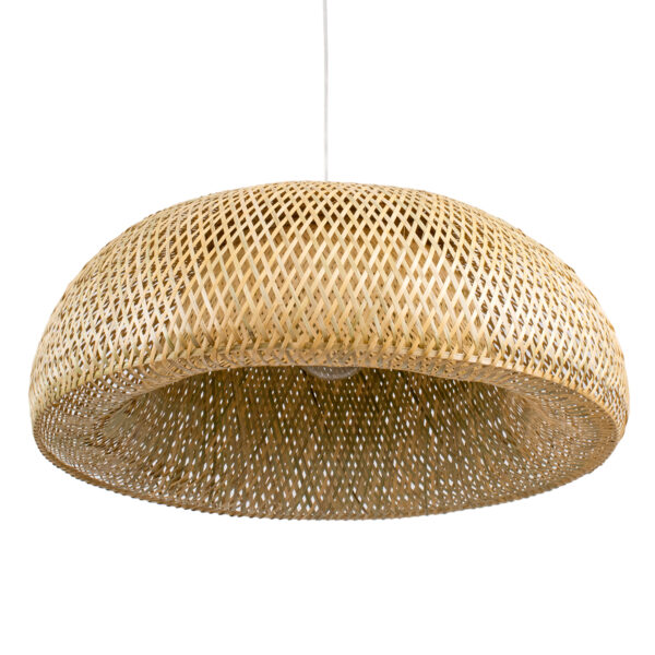 GloboStar® SAN TROPEZ 00674 Boho Κρεμαστό Φωτιστικό Ανάρτηση Μονόφωτο 1 x E27 IP20 Μπεζ Ξύλο - Μ80 x Π80 x Y28cm - Image 5