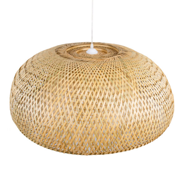 GloboStar® SAN TROPEZ 00674 Boho Κρεμαστό Φωτιστικό Ανάρτηση Μονόφωτο 1 x E27 IP20 Μπεζ Ξύλο - Μ80 x Π80 x Y28cm - Image 6