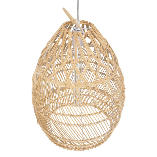 GloboStar® TAHITI 00710 Boho Κρεμαστό Φωτιστικό Πλέγμα Μονόφωτο 1 x E27 IP20 Μπεζ Ξύλο - Μ38 x Π38 x Υ50cm - Image 6