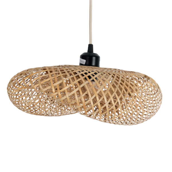 GloboStar® MEXICO 00718 Boho Κρεμαστό Φωτιστικό Ανάρτηση Μονόφωτο 1 x E27 IP20 Μπεζ Ξύλο - Μ40 x Π30 x Y18cm - Image 3