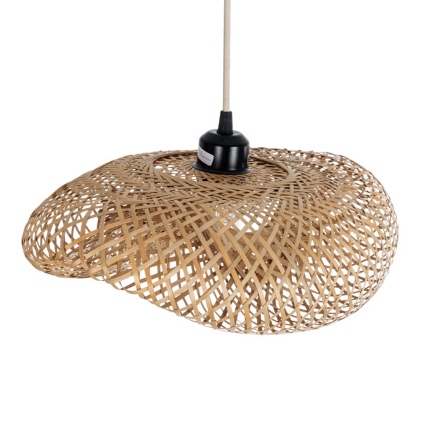 GloboStar® MEXICO 00718 Boho Κρεμαστό Φωτιστικό Ανάρτηση Μονόφωτο 1 x E27 IP20 Μπεζ Ξύλο - Μ40 x Π30 x Y18cm - Image 4