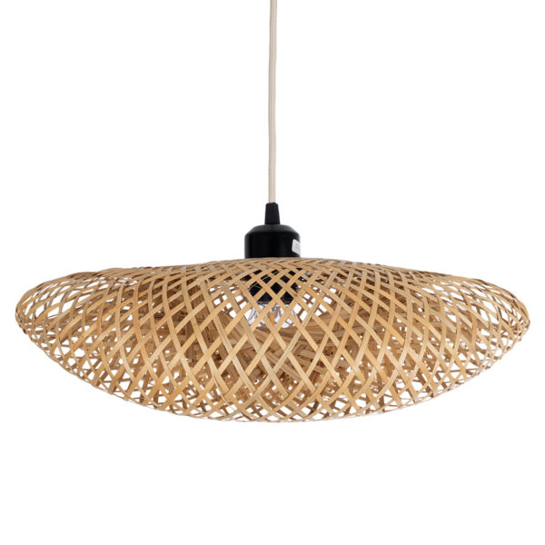 GloboStar® MEXICO 00718 Boho Κρεμαστό Φωτιστικό Ανάρτηση Μονόφωτο 1 x E27 IP20 Μπεζ Ξύλο - Μ40 x Π30 x Y18cm - Image 7