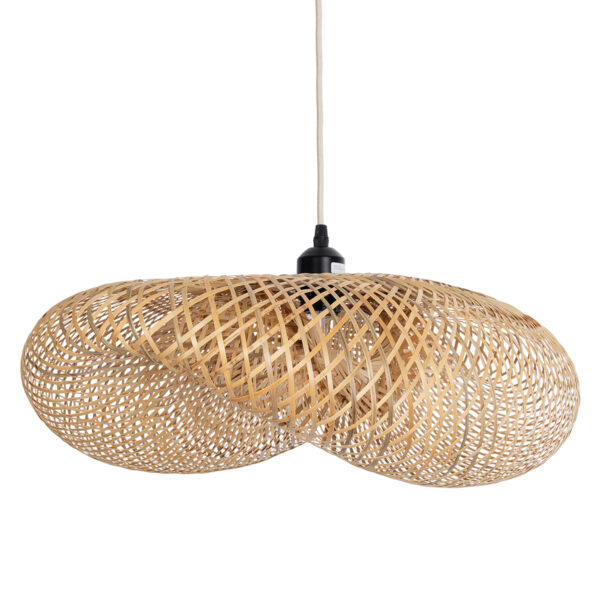 GloboStar® MEXICO 00719 Boho Κρεμαστό Φωτιστικό Ανάρτηση Μονόφωτο 1 x E27 IP20 Μπεζ Ξύλο - Μ65 x Π46 x Y30cm - Image 3